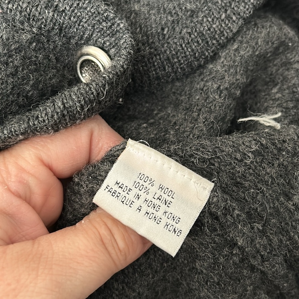 GRAFFITI Gray flower Embellished Women's 100% wool cardigan vintage - Picture 6 of 7